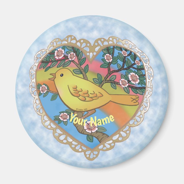 Yellow Bird Heart  Magnet (Front)