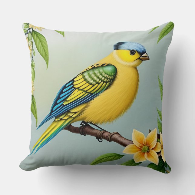 🐦 Yellow Bird Modern Nature Style Home Decor Throw Pillow (Front)