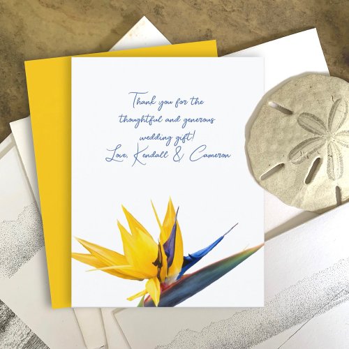 Yellow Bird_of_paradise Flower Thank You Flat Card