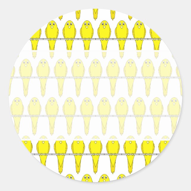 Yellow Bird Pattern. Canaries. Classic Round Sticker (Front)