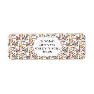 YELLOW BIRD WHIMSICAL FLORAL LABEL