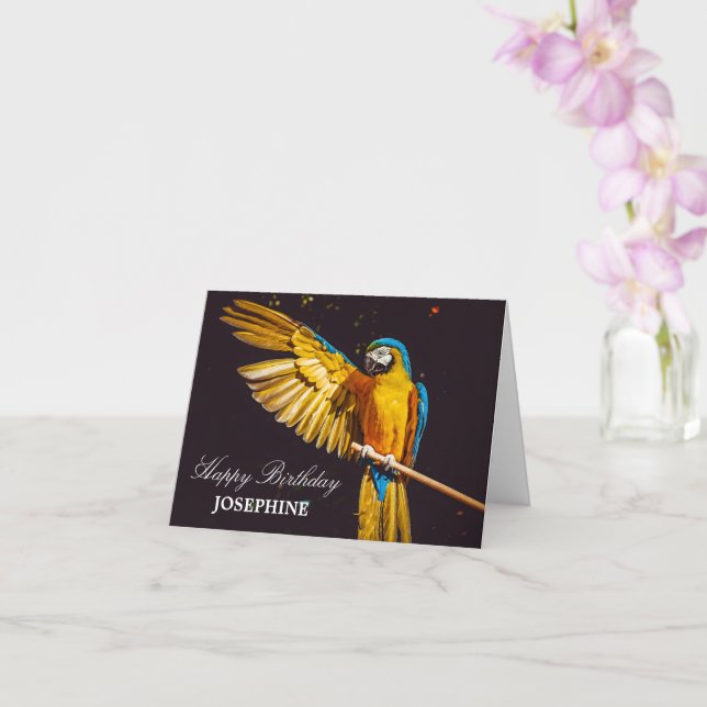 Yellow Bird Wildlife Pretty Macaw Card (Orchid)
