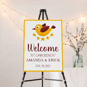 Yellow Bird with Stars Baby Shower Welcome Sign