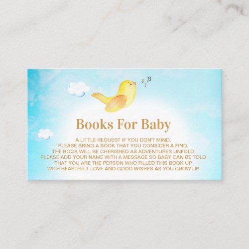 *~* Yellow Birdie Sky  Baby Books For Baby Enclosure Card