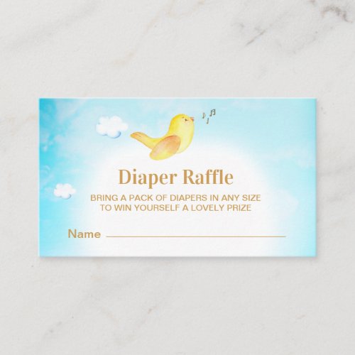 *~* Yellow Birdie Sky  Baby Shower Diaper Raffle Enclosure Card