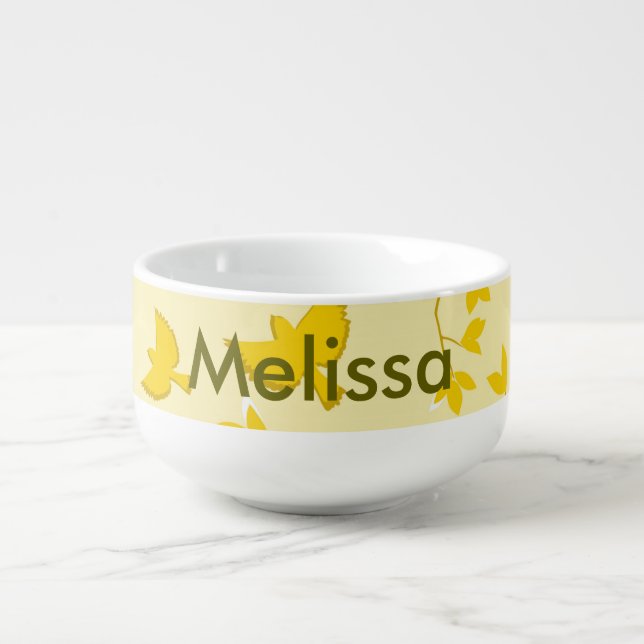 Yellow Birds and Branches Soup Mug (Front)