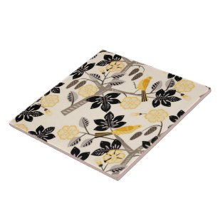 Yellow Birds Ceramic Tile