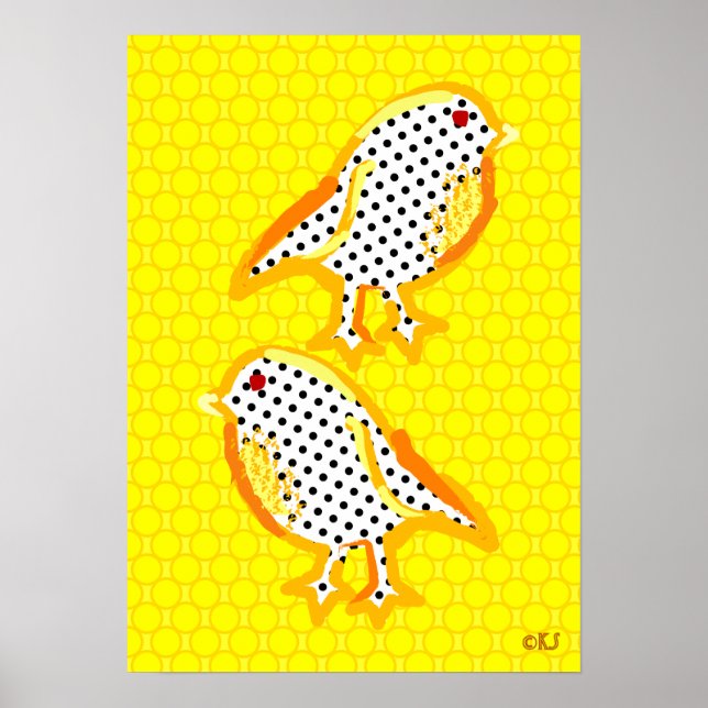 'yellow birds' digital painting poster (Front)