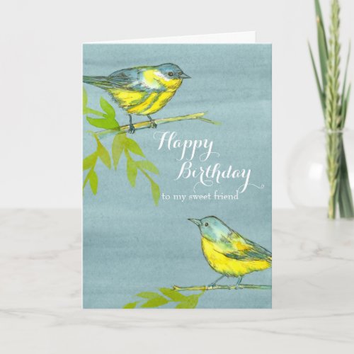 Yellow Birds Happy Birthday Friend Card