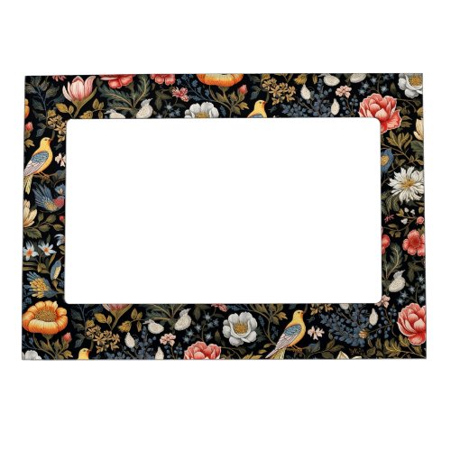 Yellow Birds in a Night Garden Baroque Floral Magnetic Frame
