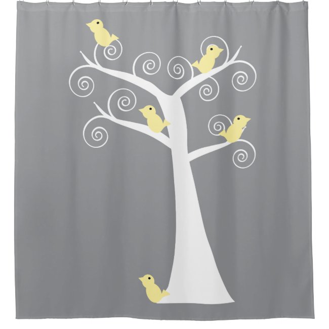Yellow Birds in a Tree Gray