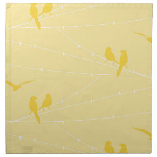 Yellow Birds on a Wire Cloth Napkin