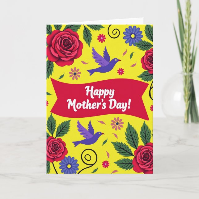 Yellow Birds Pattern Greeting Card (Front)