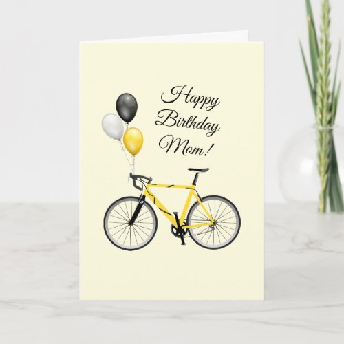 Yellow Birthday Balloon Bicycle Card