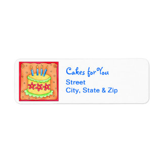 Yellow Birthday Cake Return Address Label