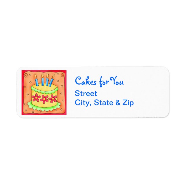 Yellow Birthday Cake Return Address Label (Front)
