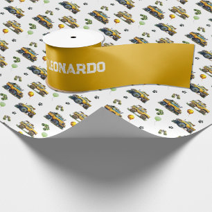 Yellow Birthday Greeting with Custom Name Satin Ribbon