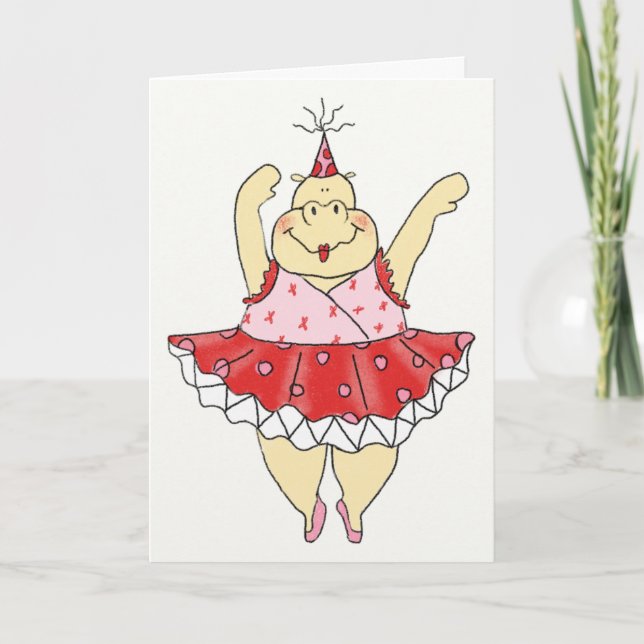 Yellow Birthday Hippo Card (Front)