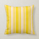 [ Thumbnail: Yellow & Bisque Colored Lined/Striped Pattern Throw Pillow ]