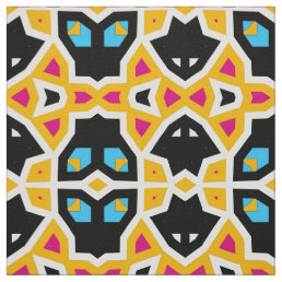 Yellow Black Abstract Cool Geometric Pattern Fabric
