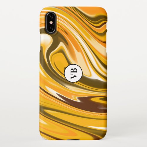 Yellow Black acrylic pour marble add name monogram iPhone XS Max Case