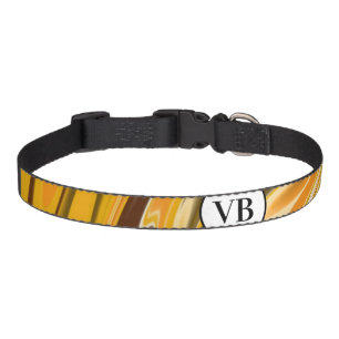 Yellow Black acrylic pour marble add name monogram Pet Collar