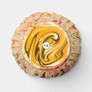 Yellow Black acrylic pour marble add name monogram Reese's Peanut Butter Cups