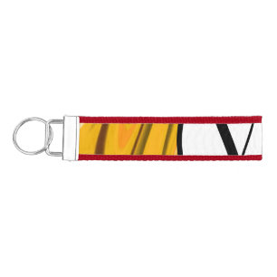 Yellow Black acrylic pour marble add name monogram Wrist Keychain