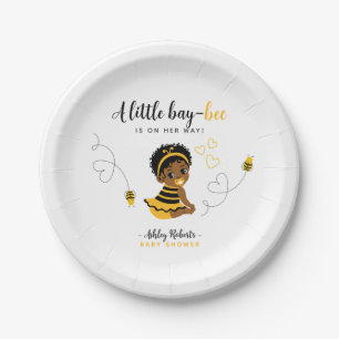 Yellow Black African American Bee Baby Shower Paper Plates
