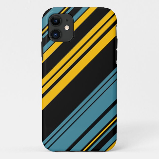 Yellow, Black and Blue Stripes Pattern 2 Case-Mate iPhone Case (Back)