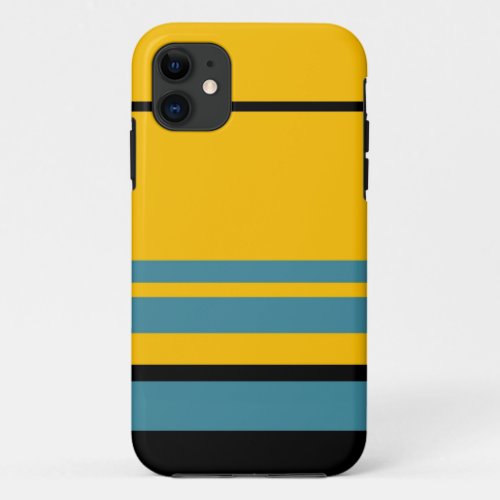 Yellow Black and Blue Stripes Pattern 4 iPhone 11 Case