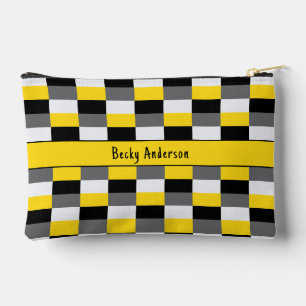 Yellow, Black and Gray Color Combination Accessory Pouch