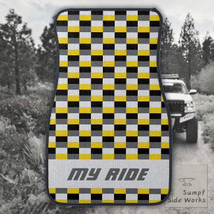 Yellow, Black and Gray Color Combination Car Floor Mat