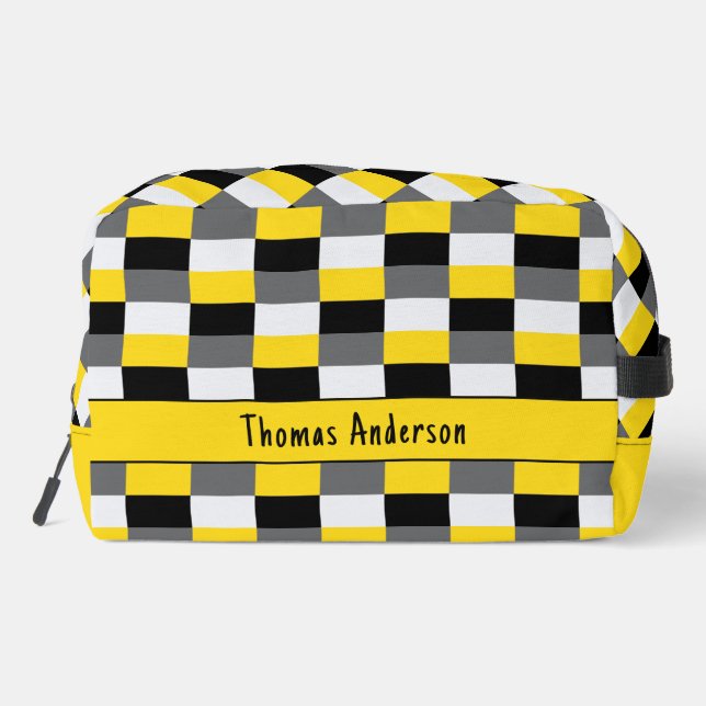 Yellow, Black and Gray Color Combination Dopp Kit (Back)