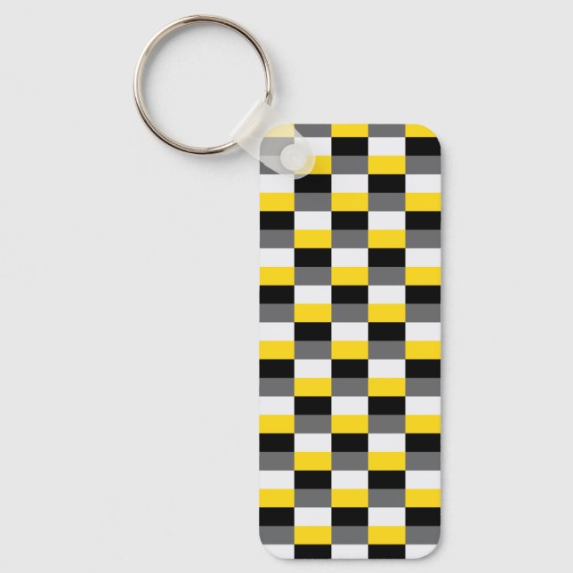 Yellow, Black and Gray Color Combination Keychain (Front)