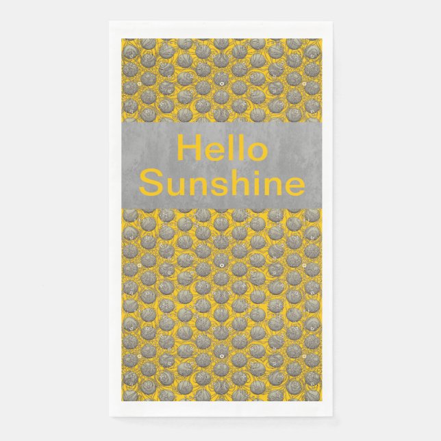 Yellow, Black, and Gray Polka Dots Pattern Paper Guest Towels (Front)
