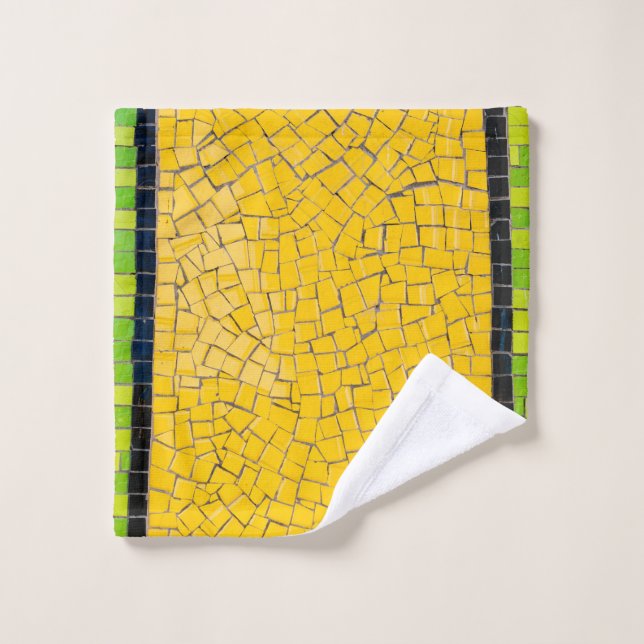 Yellow, black, and green brick wall planning wash cloth (Wash Cloth)