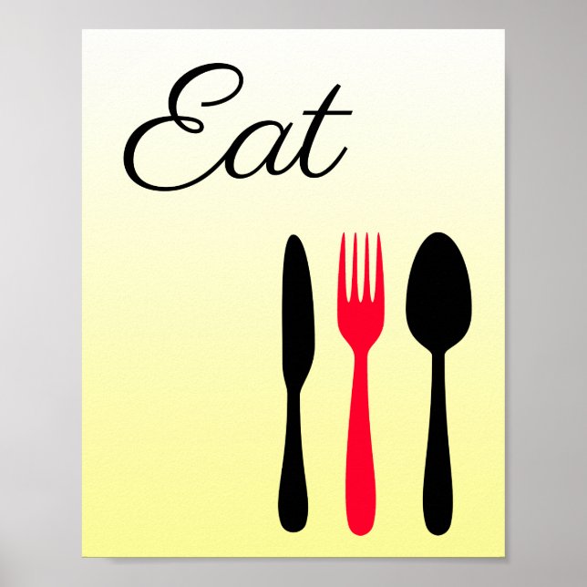 Yellow,  Black and Red Eat Sign for Kitchen (Front)