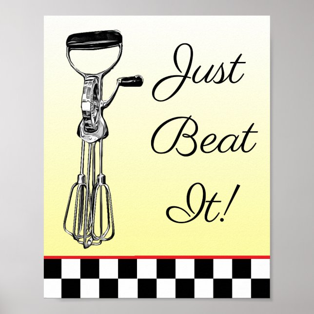 Yellow,  Black and Red Just Beat It Sign (Front)
