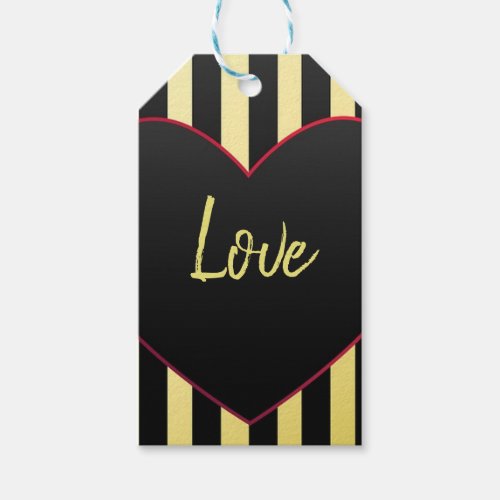 Yellow Black and Red LOVE Heart Gift Tag
