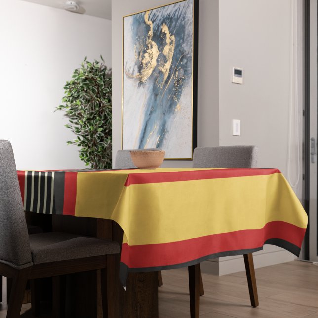 Yellow, Black and Red Stripes Tablecloth (table cloth)