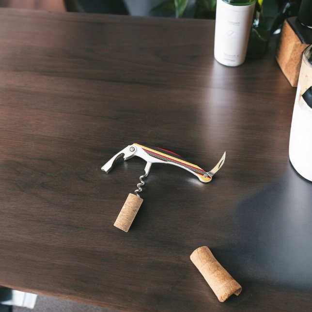 Yellow, Black and Red Stripes Waiter's Corkscrew (Corkscrew Bottle Opener)