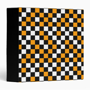 Yellow Black and White Checkered 3 Ring Binder