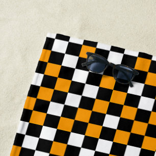 Yellow Black and White Checkered Beach Towel