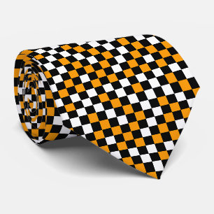 Yellow Black and White Checkered Neck Tie