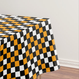 Yellow Black and White Checkered Tablecloth