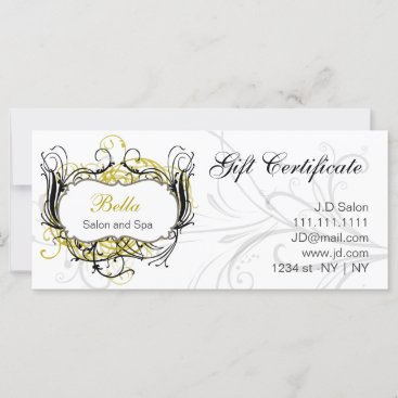 yellow,black and white Chic Gift Certificates