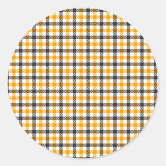 Yellow Black and White Gingham Check Classic Round Sticker
