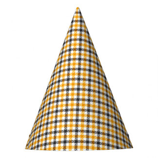 Yellow Black and White Gingham Check Party Hat