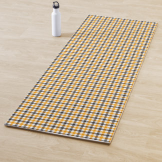 Yellow Black and White Gingham Check Yoga Mat